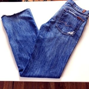7 FOR ALL MANKIND BOOT CUT DISTRESSED JEANS